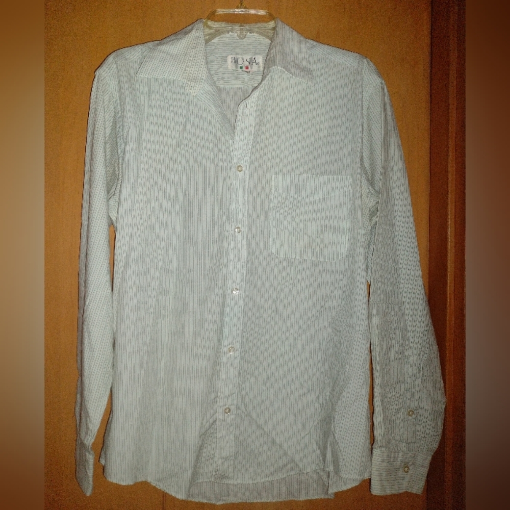 Bosa Blue Pinstripe Button Up Dress Shirt Size 15.5, 34/35